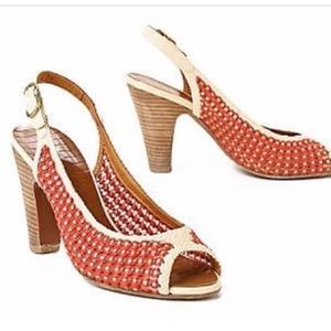 {chie mihara} Red Rock Woven Slingback Heels
